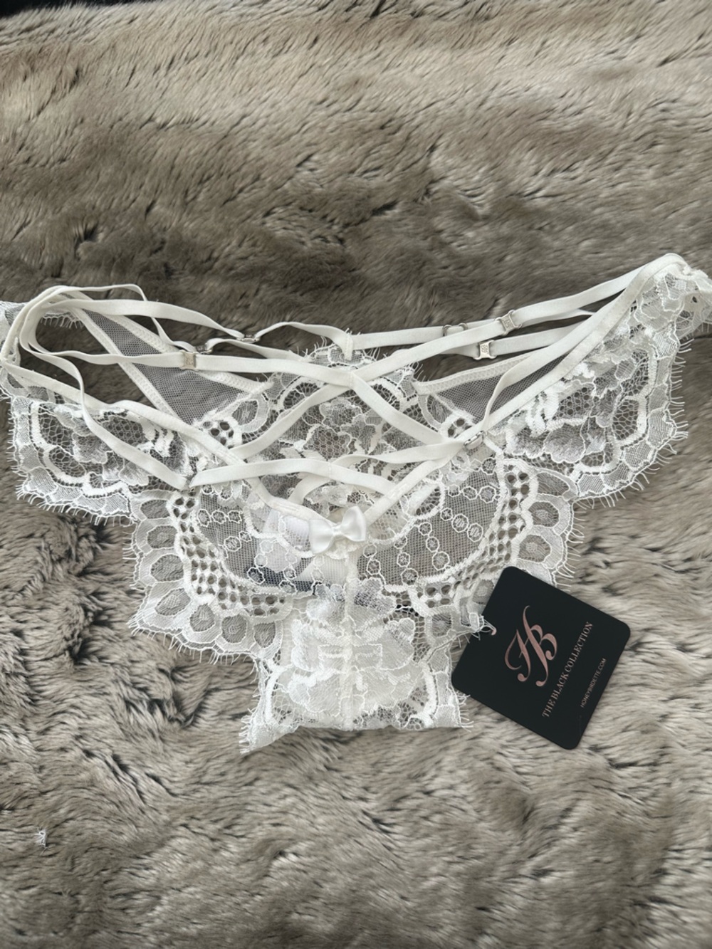 Honey Birdette Candice Brief White Floral Lace Strappy Panties - Picture 3 of 3